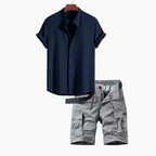 Men's Short Sleeve Shirt and Cargo Shorts Set