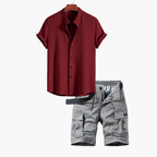 Men's Short Sleeve Shirt and Cargo Shorts Set