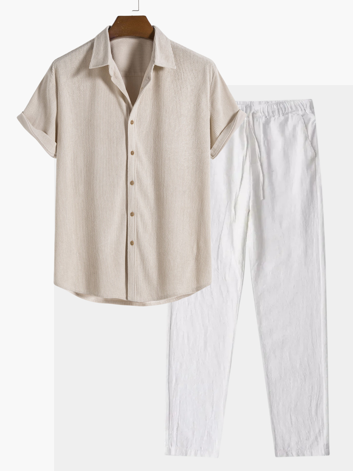 Men's Short Sleeve Shirt and Drawstring Pants Set