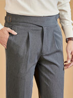 Men's Side Adjuster Pleated Straight Leg Pants
