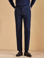 Men's Side Adjuster Pleated Straight Leg Pants
