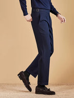 Men's Side Adjuster Pleated Straight Leg Pants