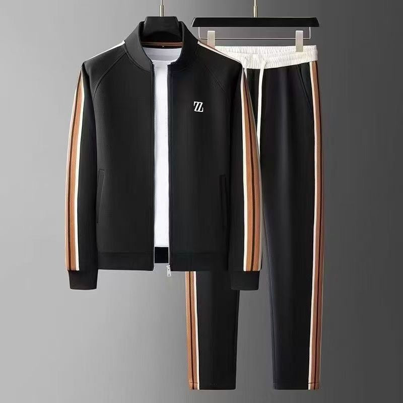 Men's Side Stripe Zip-Up Set