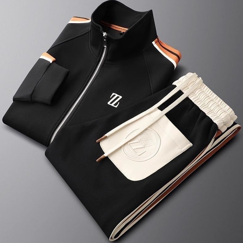 Men's Side Stripe Zip-Up Set