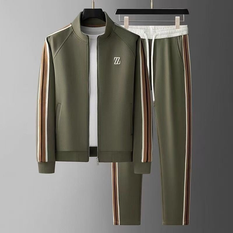 Men's Side Stripe Zip-Up Set