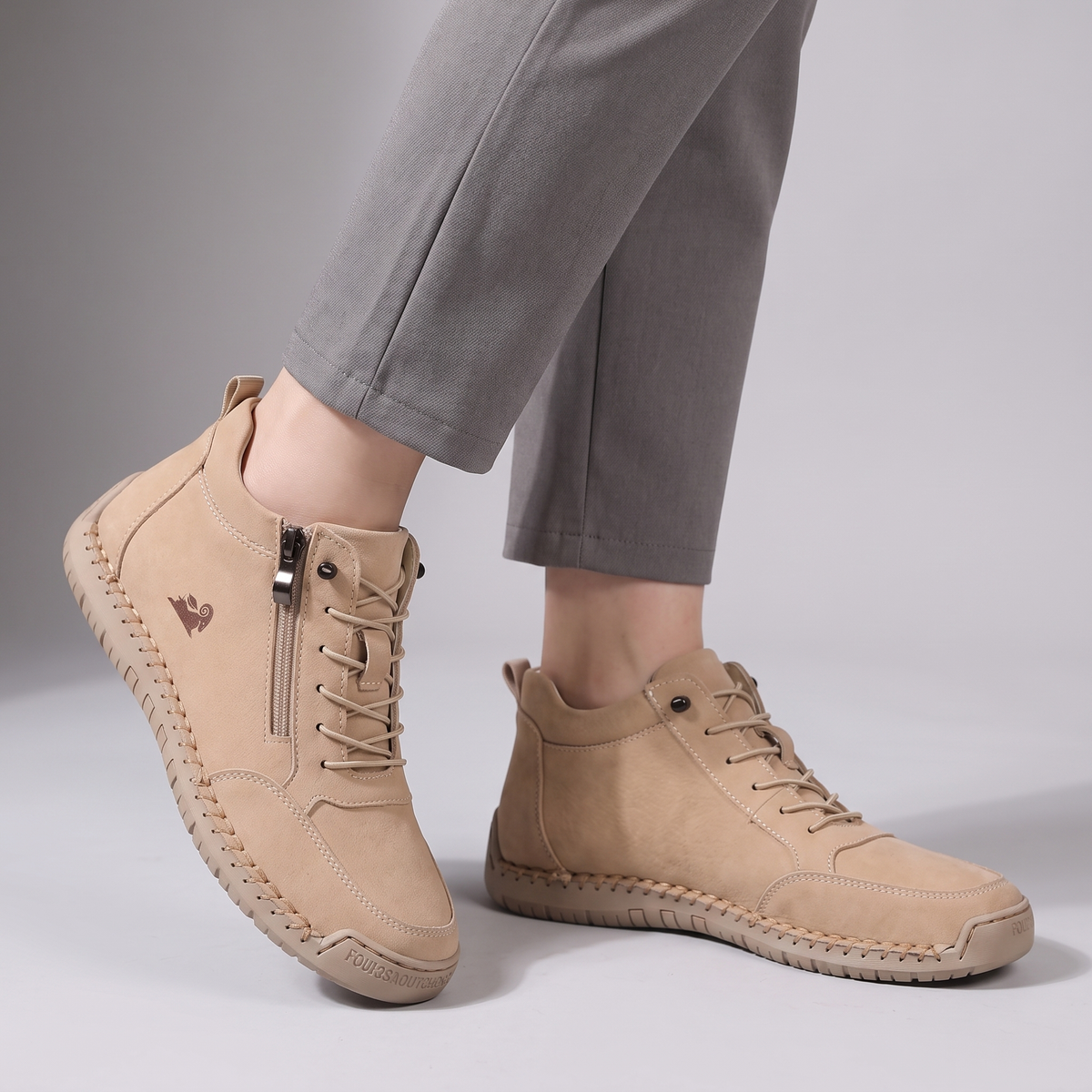 Men's Side-Zip High-Top Sneakers