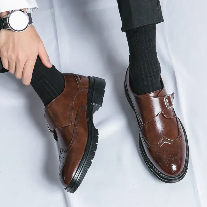 Men's Single Monk Wingtip Shoes