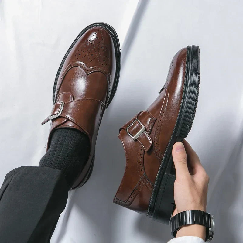Men's Single Monk Wingtip Shoes