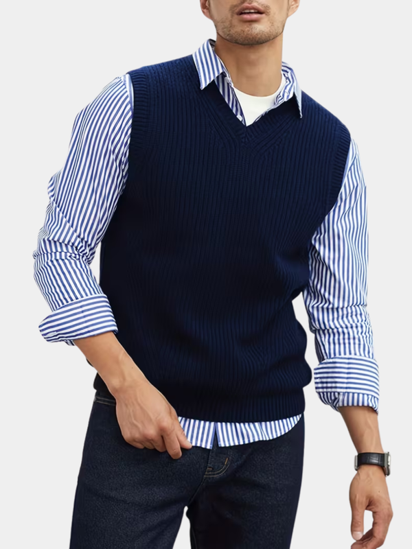 Men's Ribbed V-Neck Sweater Vest