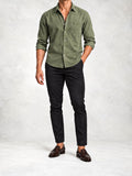 Men's Slim Fit Long Sleeve Shirt Pants Set