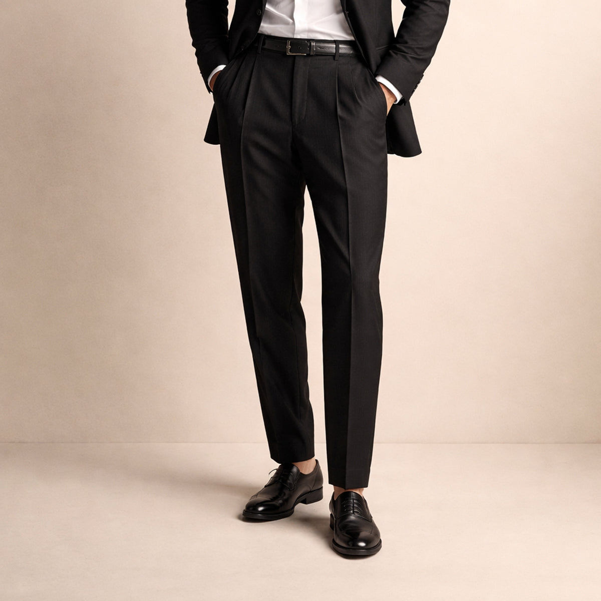 Men's Slim Fit Pleated Tapered Pants