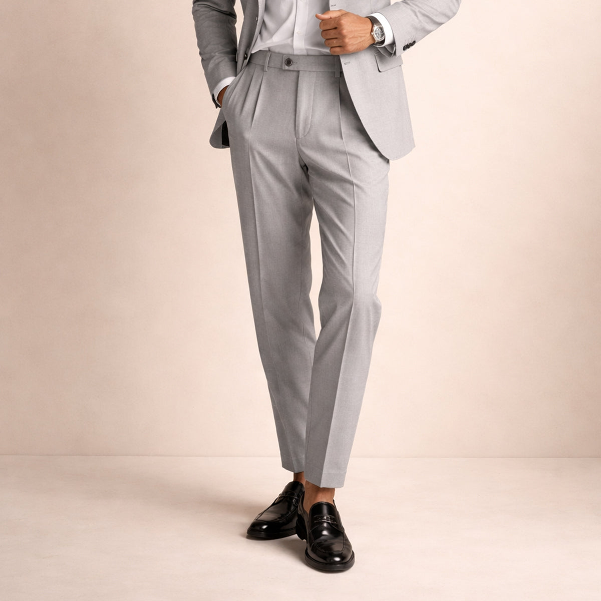 Men's Slim Fit Pleated Tapered Pants