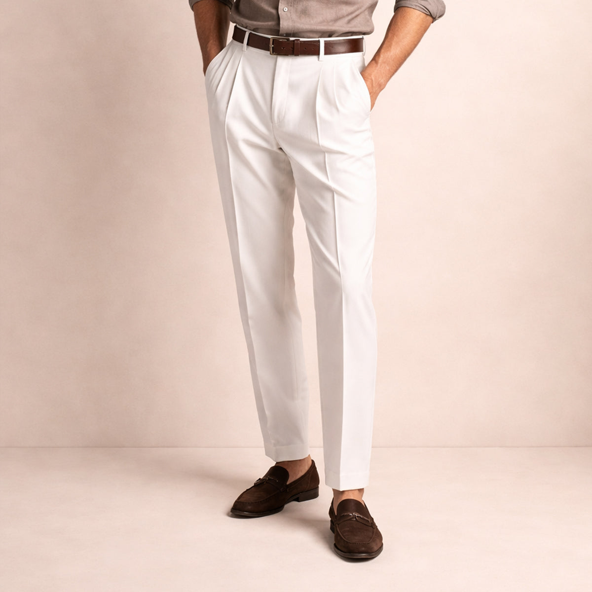 Men's Slim Fit Pleated Tapered Pants
