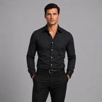 Men's Slim Fit Spread Collar Long Sleeve Shirt
