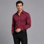 Men's Slim Fit Spread Collar Long Sleeve Shirt