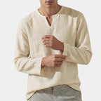 Men's Split Neck Long Sleeve Shirt