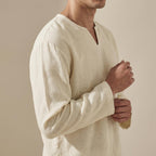 Men's Split Neck Long Sleeve Shirt