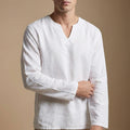 Men's Split Neck Long Sleeve Shirt