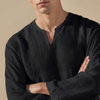 Men's Split Neck Long Sleeve Shirt
