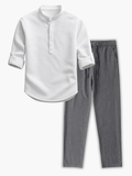 Men's Stand Collar Henley Set