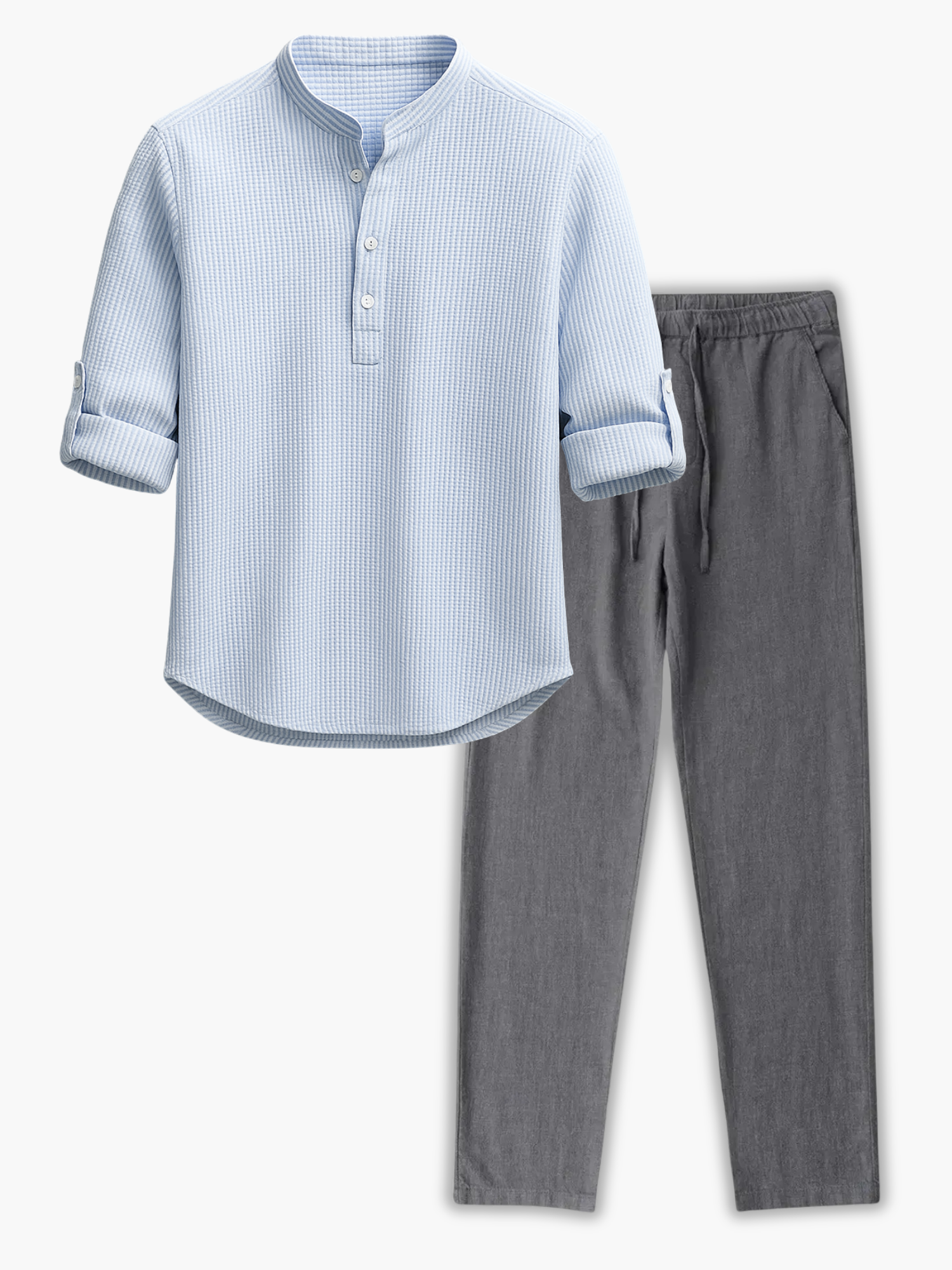 Men's Stand Collar Henley Set