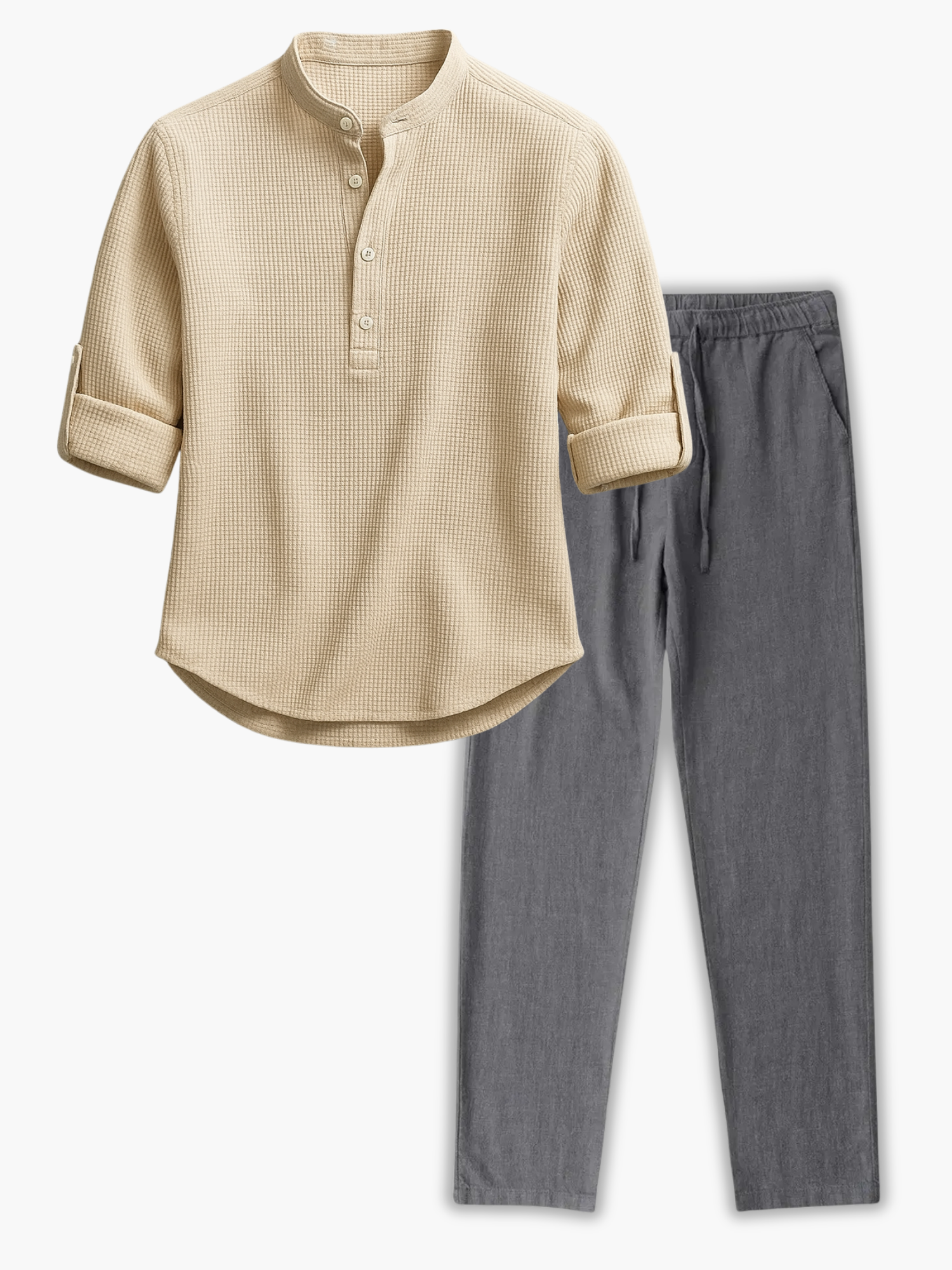 Men's Stand Collar Henley Set