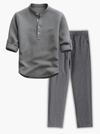 Men's Stand Collar Henley Set