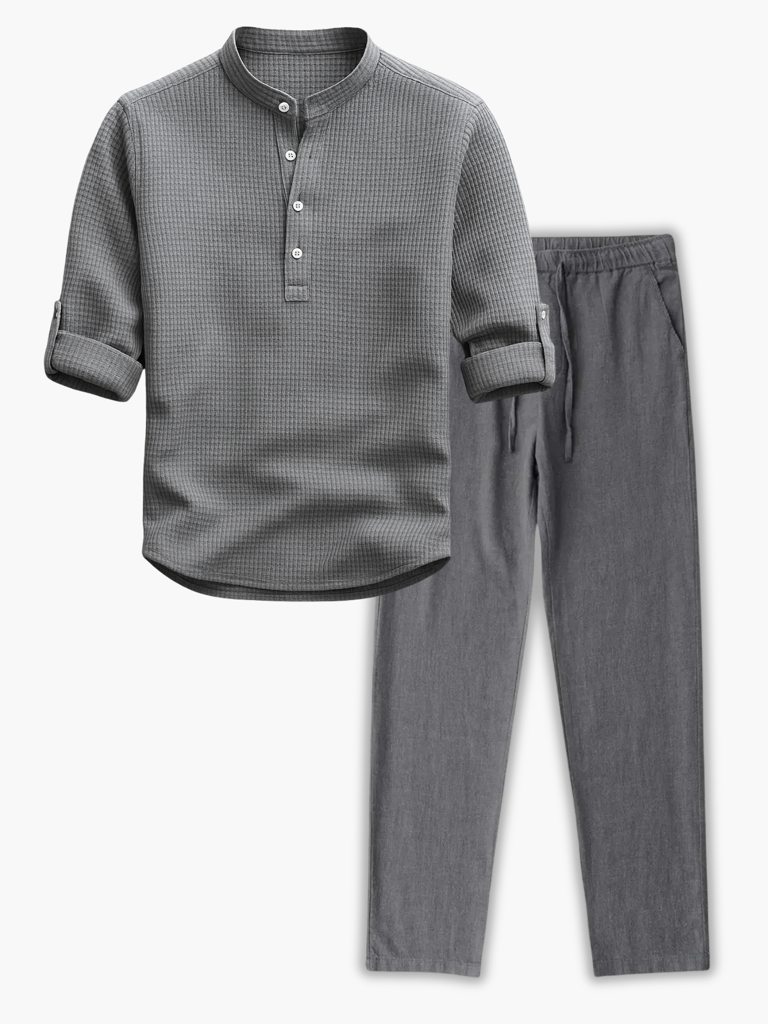Men's Stand Collar Henley Set