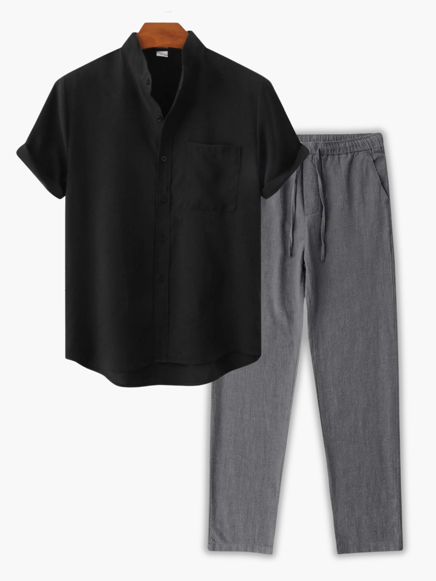 Men's Stand Collar Shirt Set