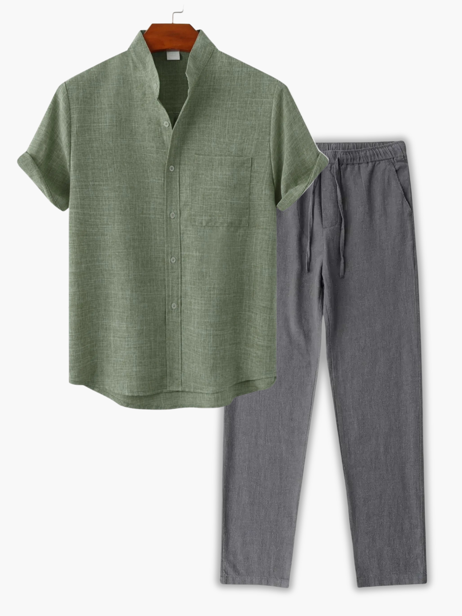 Men's Stand Collar Shirt Set