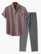 Men's Stand Collar Shirt Set