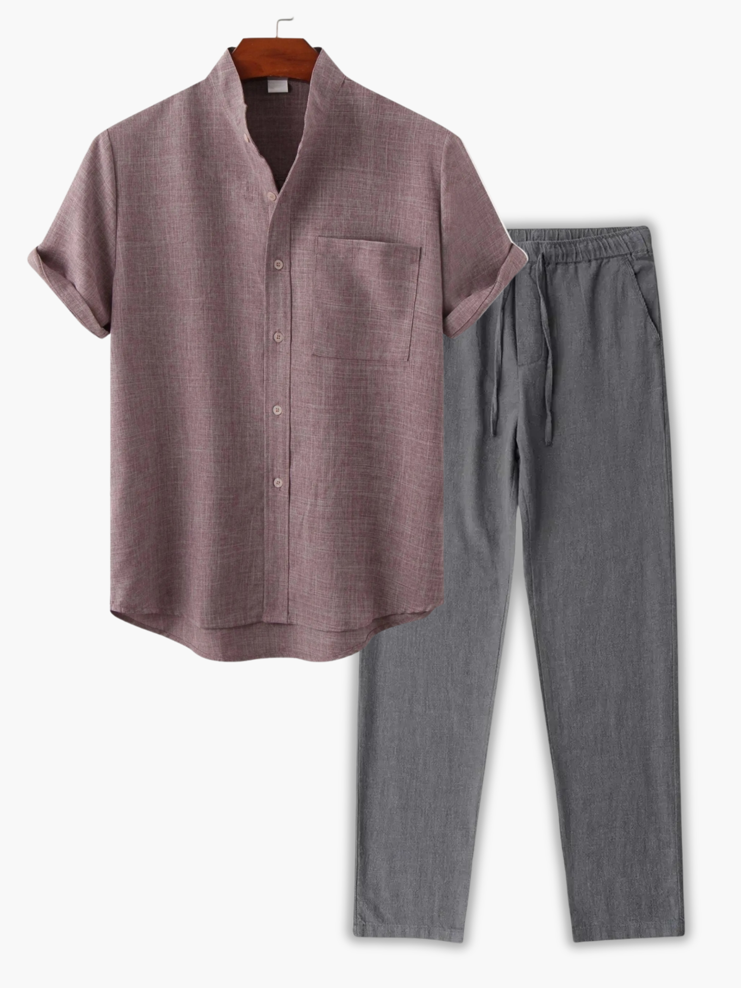 Men's Stand Collar Shirt Set