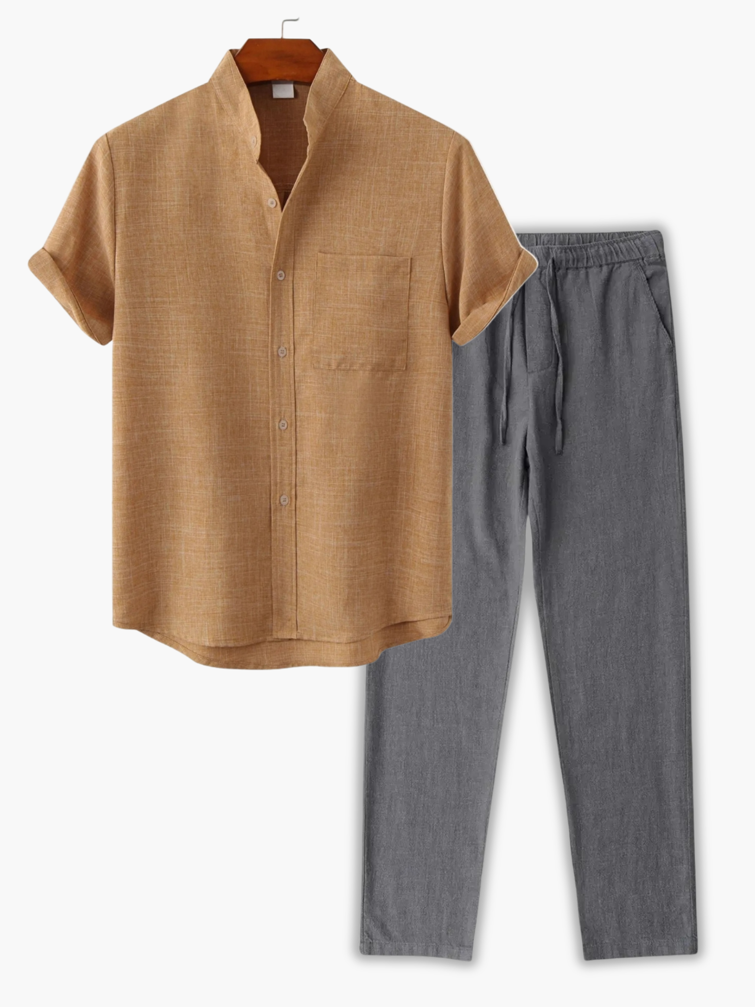 Men's Stand Collar Shirt Set