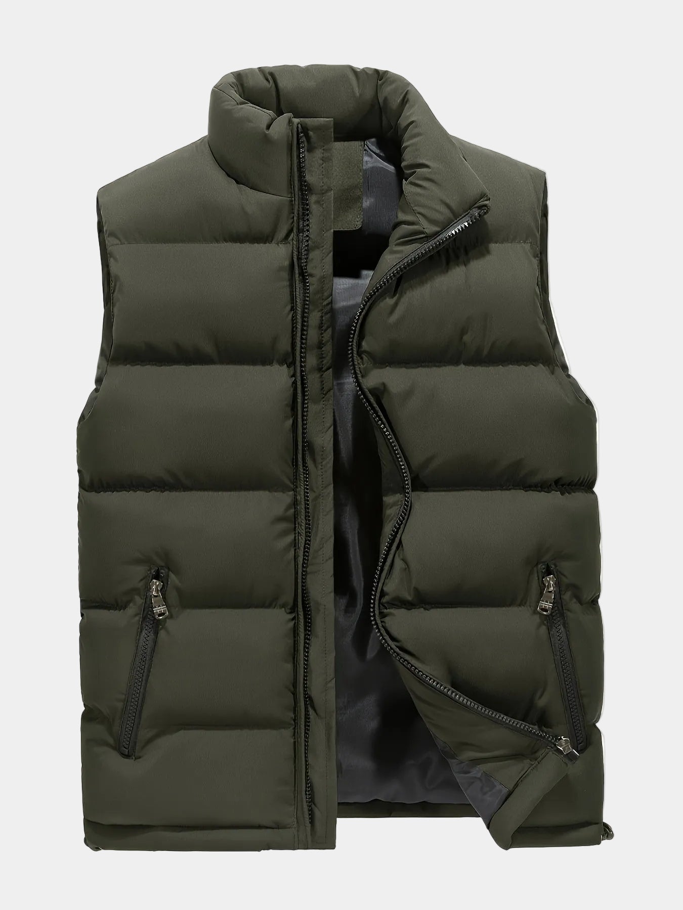 Men's Stand Collar Zip-Up Puffer Vest