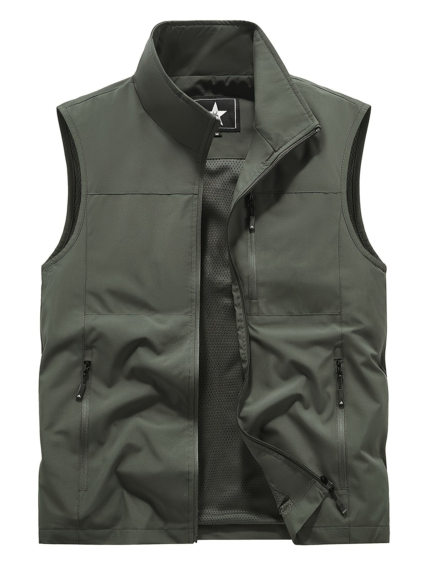 Men's Stand Collar Zip-Up Vest