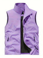 Men's Stand Collar Zip-Up Vest