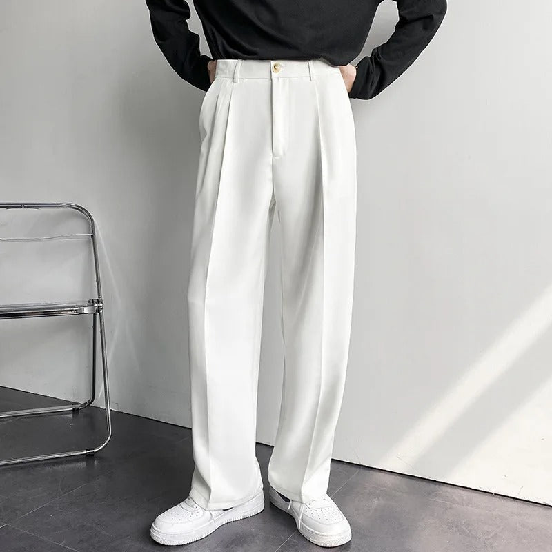 Men's Straight-Leg Pleated Pants