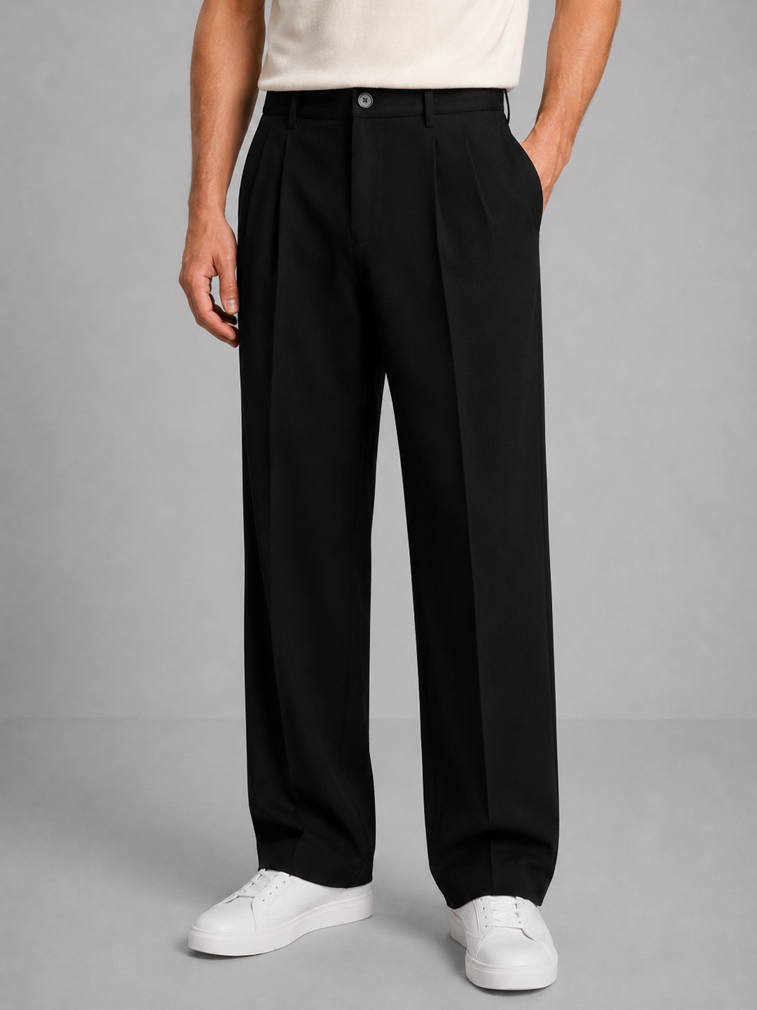 Men's Double Pleat Straight Pants