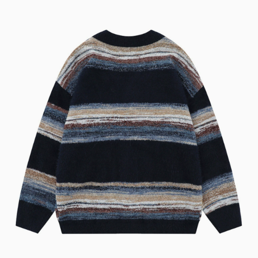 Men's Striped Button-Up Cardigan