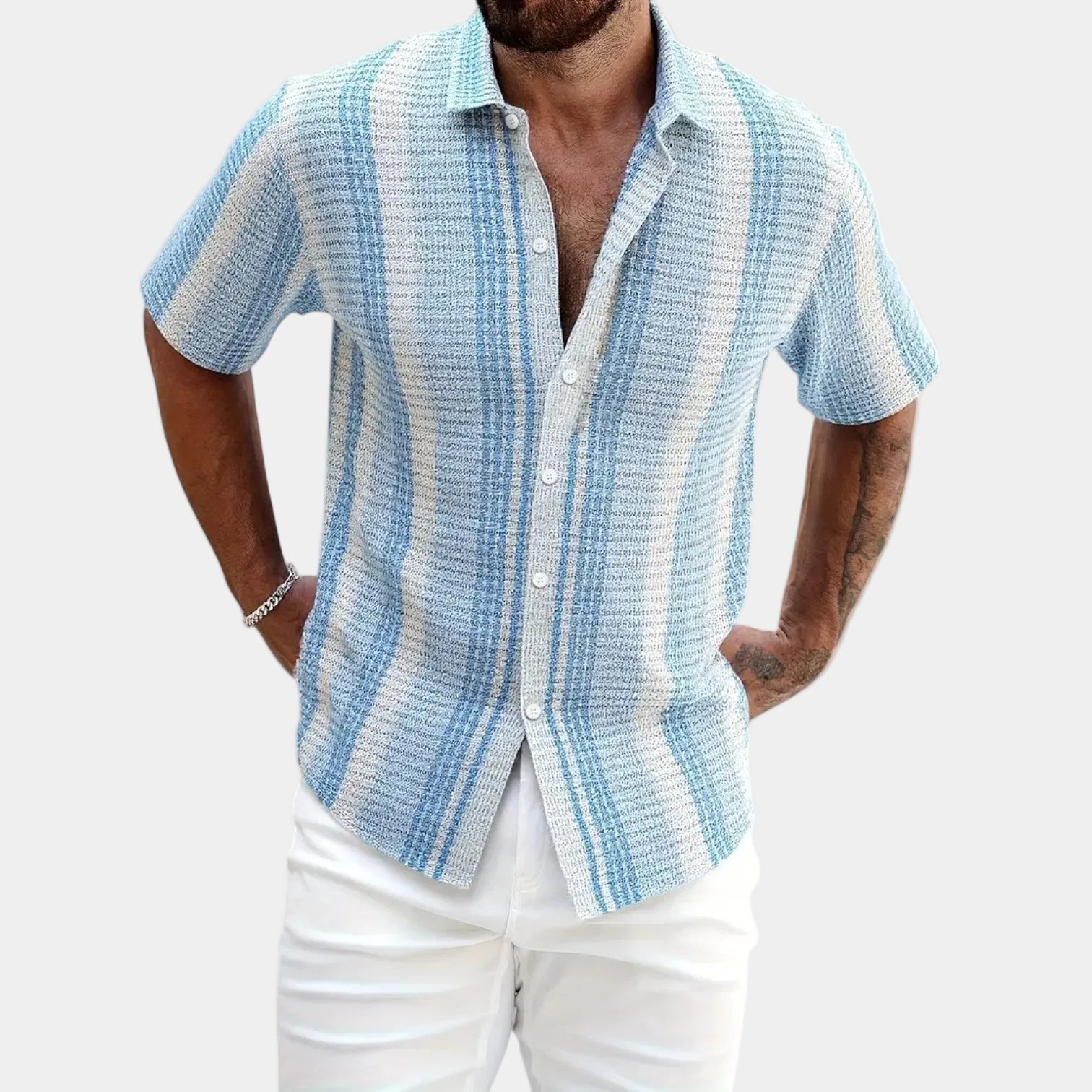 Men's Striped Button-Up Shirt
