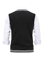 Men's Striped Cable Knit V-Neck Sweater Vest