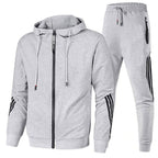 Men's Striped Full-Zip Tracksuit Set