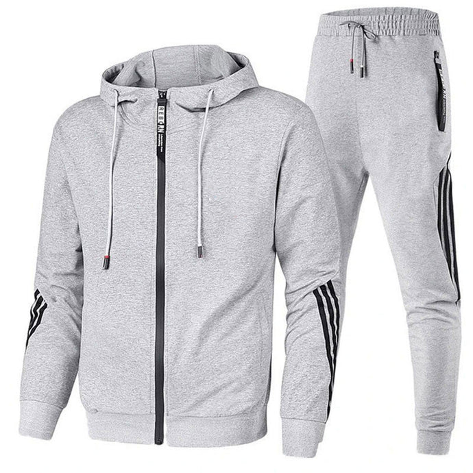 Men's Striped Full-Zip Tracksuit Set