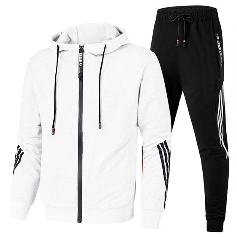 Men's Striped Full-Zip Tracksuit Set