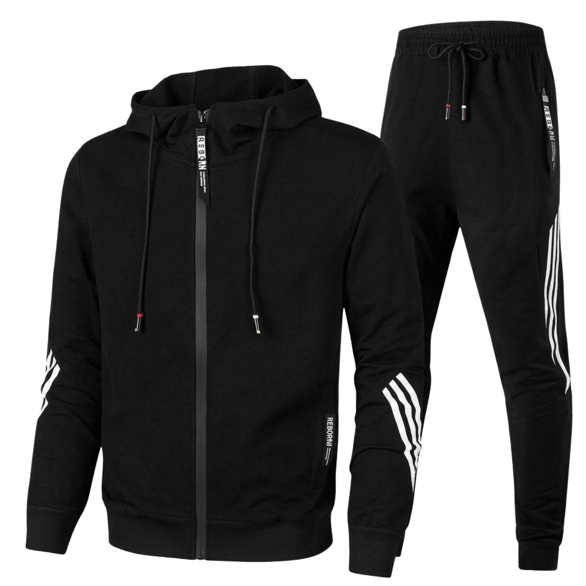 Men's Striped Full-Zip Tracksuit Set