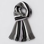 Men’s Striped Knit Fringe Scarf