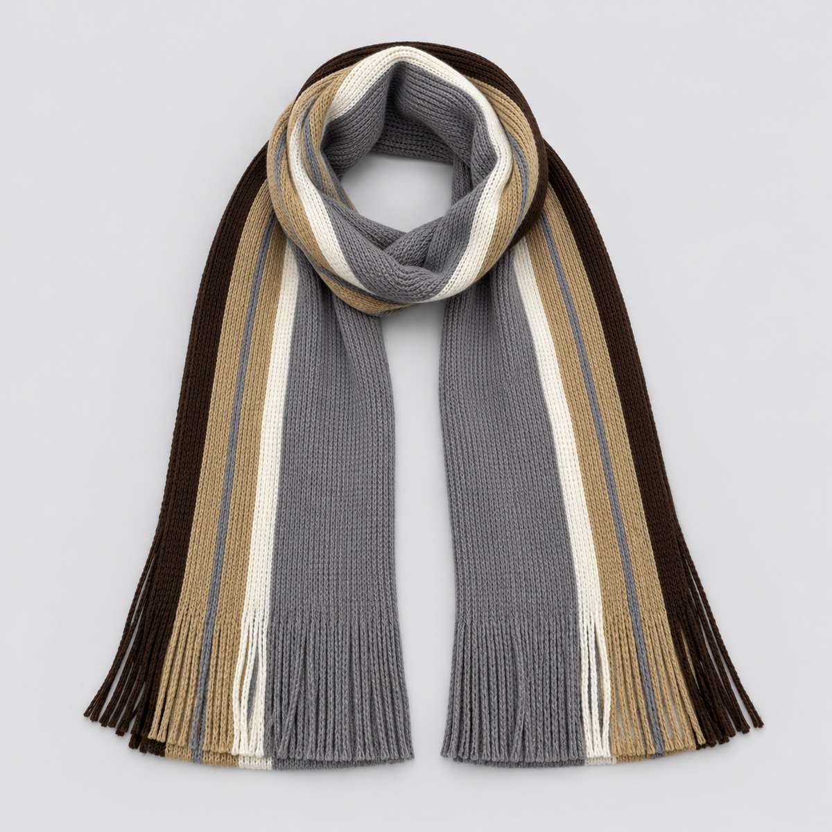 Men’s Striped Knit Fringe Scarf