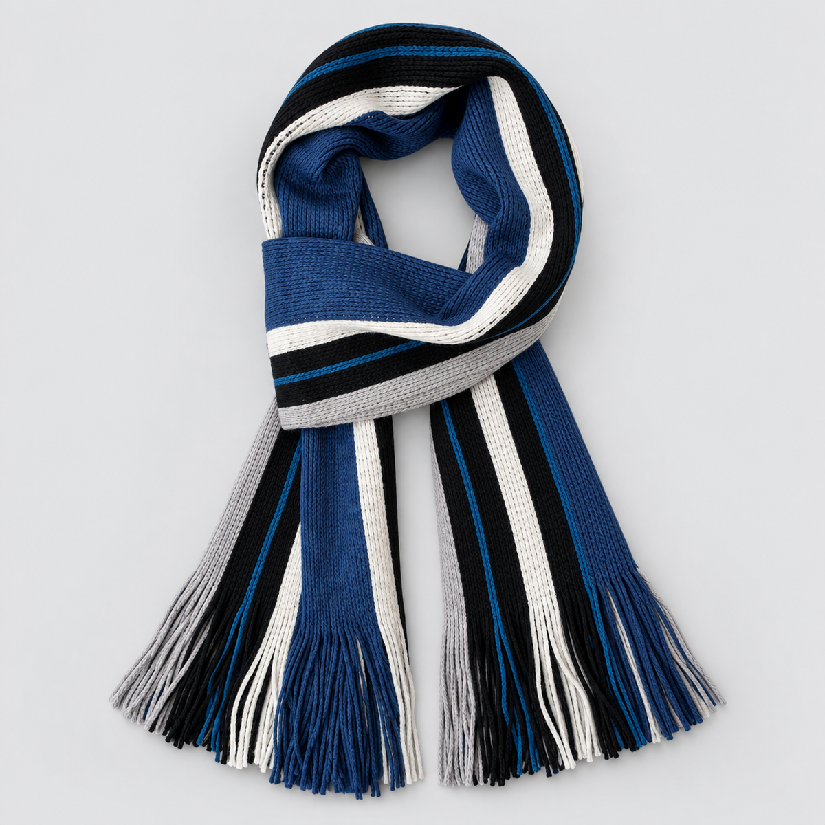 Men’s Striped Knit Fringe Scarf