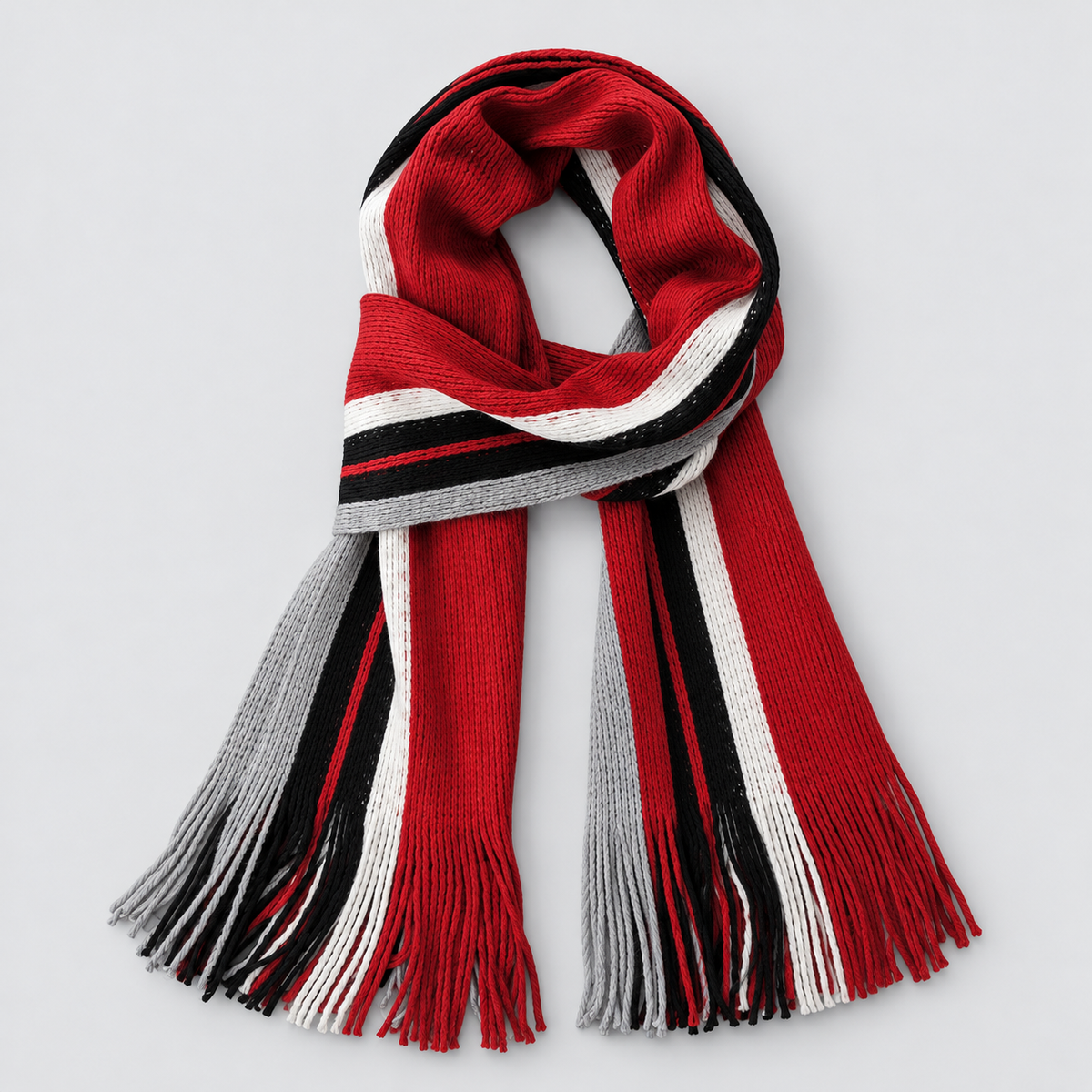 Men’s Striped Knit Fringe Scarf