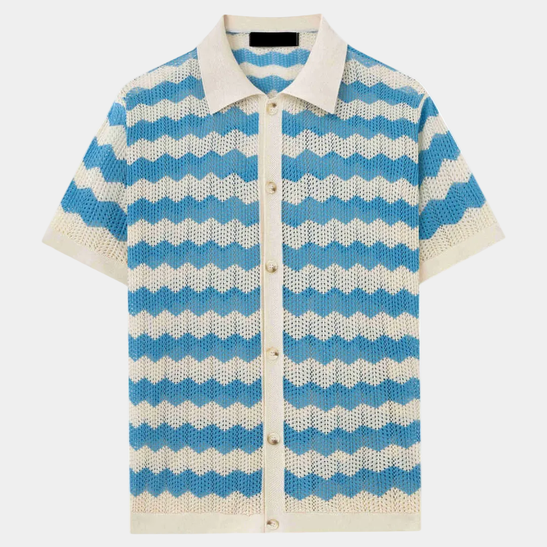 Men's Striped Knit Polo Shirt